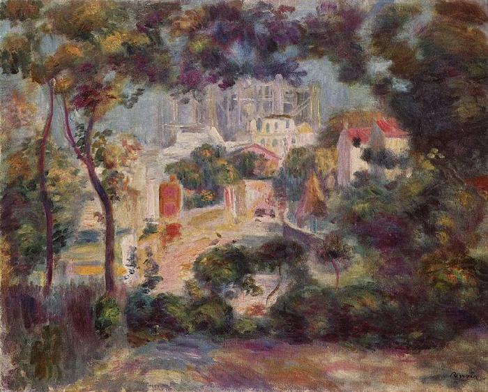 Pierre-Auguste Renoir Landschaft mit Ansicht von Sacre-Coeur oil painting image